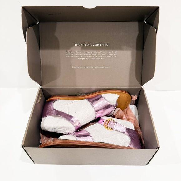 Franco Sarto Ruth Ankle Strap Flat Sandal Pink Metallic Vegan Leather 9 NEW - Picture 12 of 13